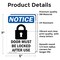 Signmission Door Must Be Locked Sign With Symbol, 5 in W x Rectangle, Vinyl Decal OS-2PACK-NS-D-57-V-11501 - alternate 2